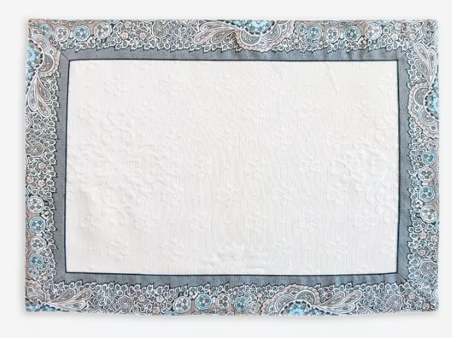 Provence Jacquard tea mat (Bastide turquoise - Delft white) - Click Image to Close